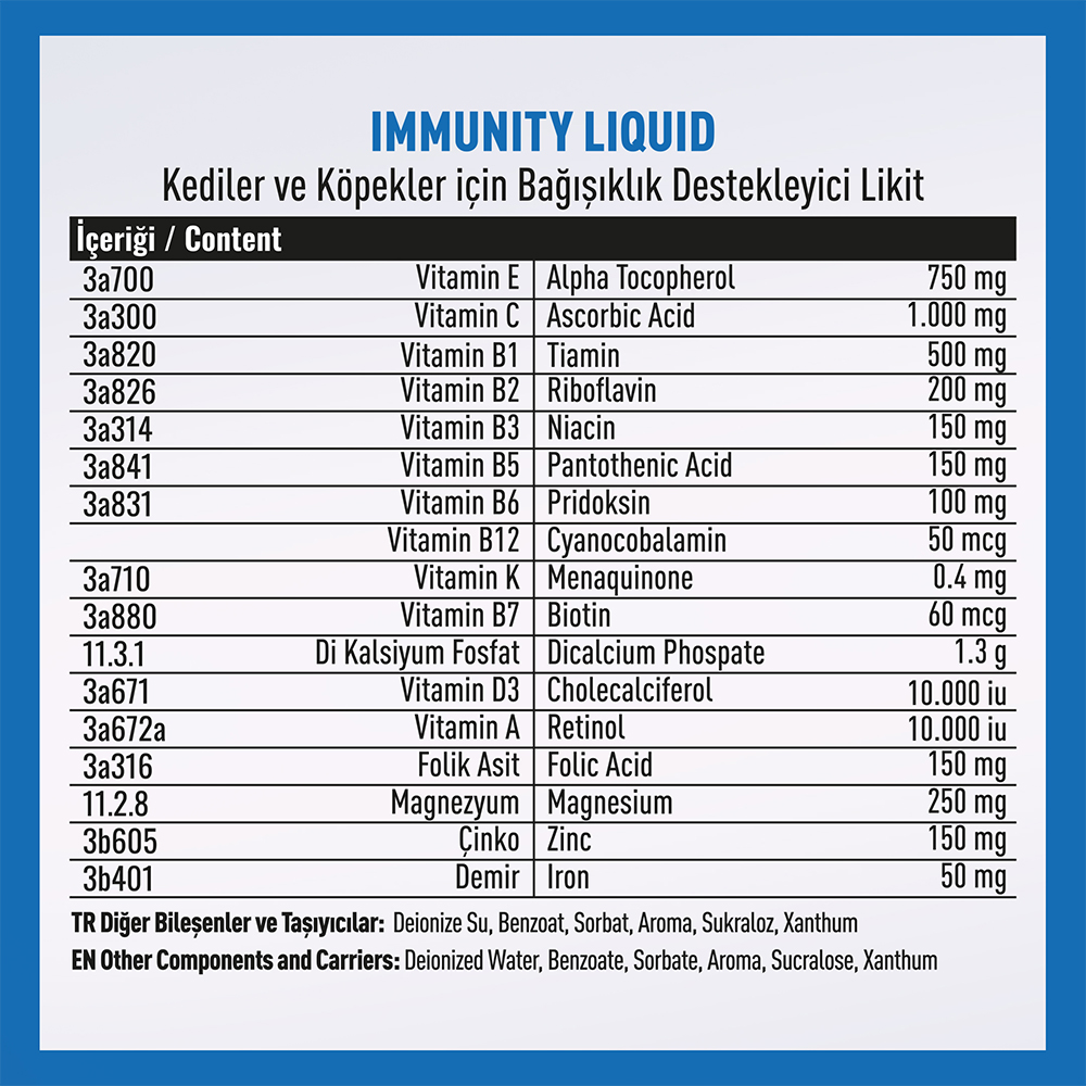 Vetcure Immunıty 50ml icerik