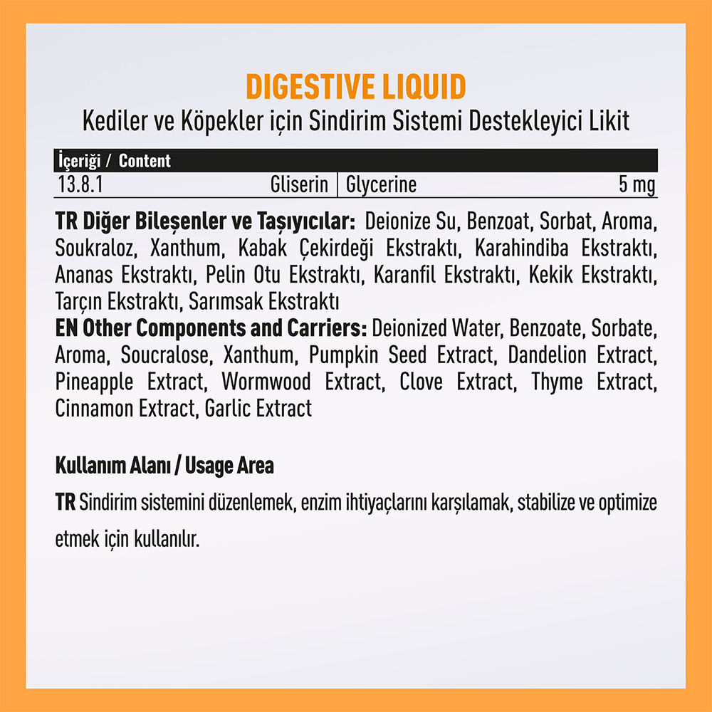 Vetcure digestive 50ml icerik