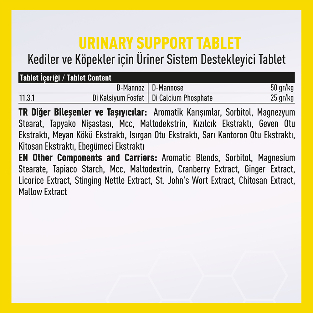Vetcure tablet urinary icerikler