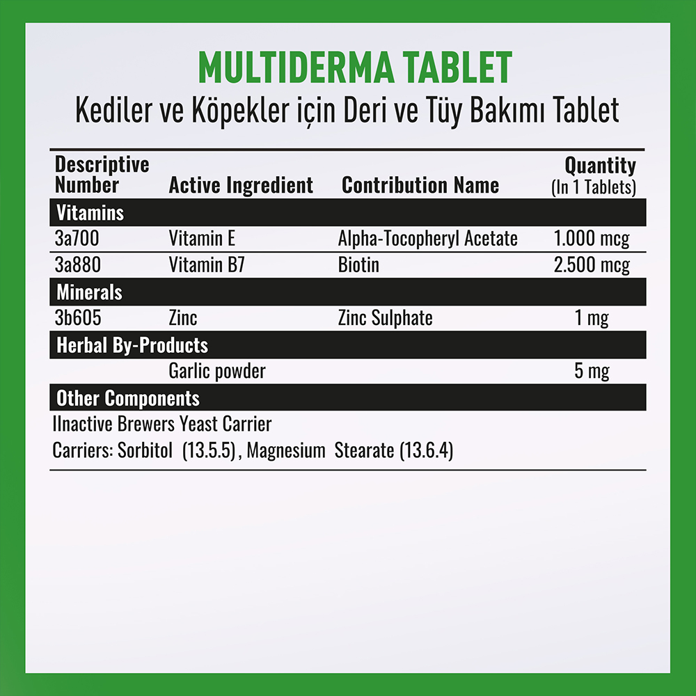 multiderma tablet icerikler