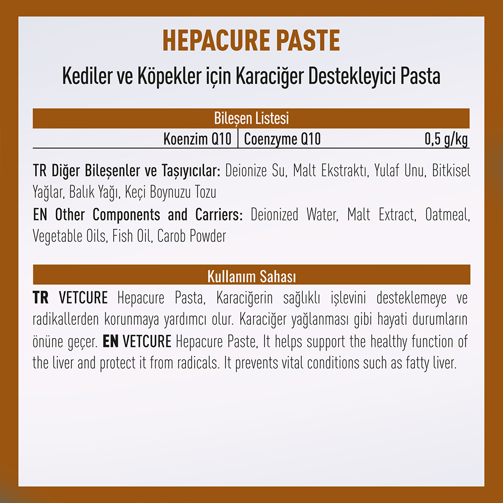 vetcure hepacure paste 100gr icerik